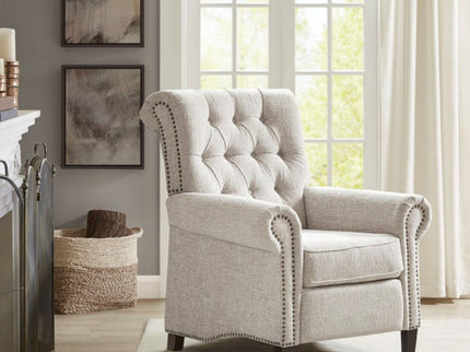 Aidan - Push Back Recliner Chair With Tufted Back And Nailhead Trim - Cream