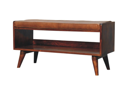 Solid Wood Bench With Upholstered Sea