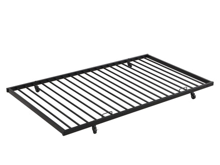 Twin Over Full Modern Metal Bunk Bed With Trundle - Black