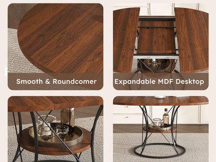 Round Extendable Dining Table Set With Chairs
