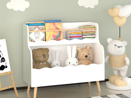 Kids Bookcase, Children Book Organizer Toy Storage Cabinet - White
