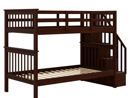 Stairway Bunk Bed With Storage And Guard Rail For Bedroom