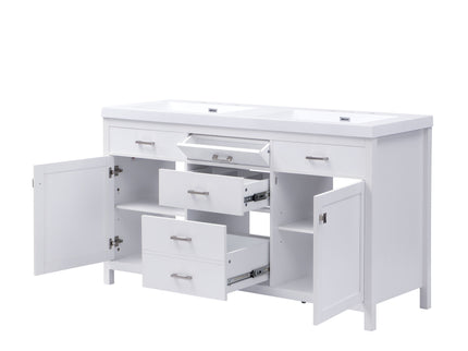 Double Sink Bathroom Vanity With Top, Soft Closing Doors & Drawers, Tip Out Drawer, 2 Cabinet Doors, Adjustable Shelf - White