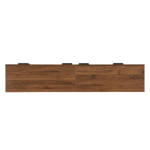 TV Stand With 2 Drawers, Doors & Cable Management, Soft Closing Hinges - Walnut