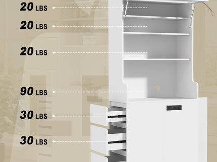 Pantry Cabinet With Hydraulic Flip Top And USB Charging Port