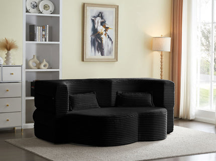 Floor Convertible Sleeper Sofa Bed With 2 Pillows