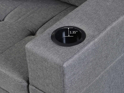 Modern Sectional Sofa Set With L Shape Chaise Lounge, Cup Holder, 4 Seat - Gray