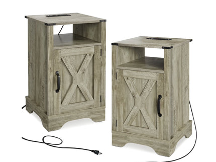 Farmhouse Nightstand, Charging Station & Storage