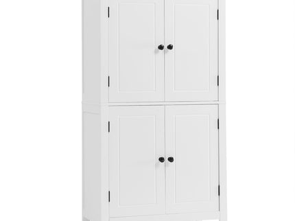 Elegant Bathroom Floor Storage Cabinet With 4 Doors, Adjustable Shelves