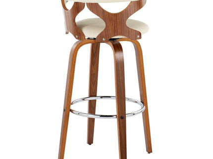 Gardenia - Mid Century Modern Fixed Height Barstool With Swivel With Round Footrest (Set of 2)