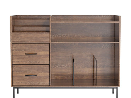 Eco-Friendly Vinyl Record Player Stand With Flip-Top Storage, Media Console With Dual Outlets And Dustproof Drawers