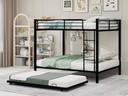 Bunk Bed For Kids, Convertible Frame With Ladders & Guardrail