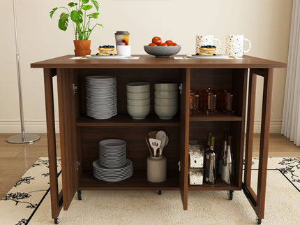 3 In 1 Foldable Side Table With 4 Storage Shelves