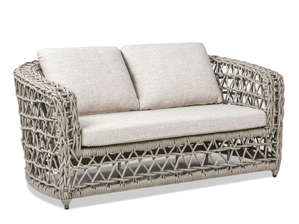 Everly - Frame Barrel Deep Seating Patio Loveseat Sofa Axroma Olefin - Oat Beige