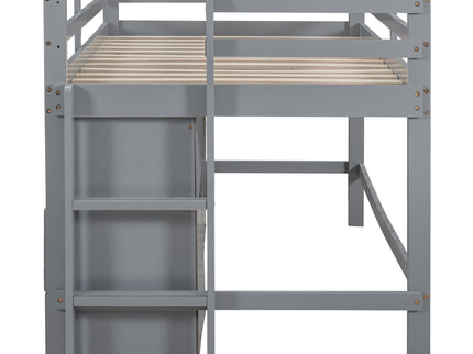 Loft Bed With 4 Drawers, Underneath Cabinet And Shelves