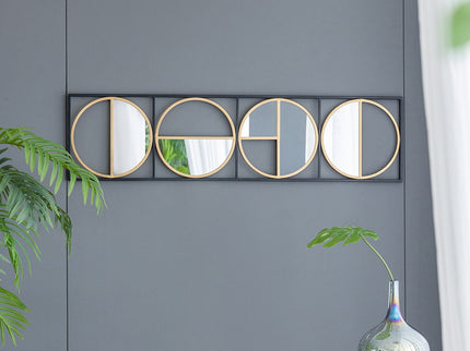 Eclectic Styling Metal Beaded Wall Mirror With Contemporary Design For Bedroom, Liveroom & Entryway