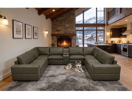 Upholstered Large Arms Sectional With Recliner Seats