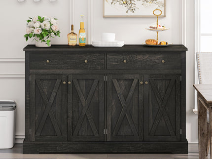 Vintage Sideboard With 2 Drawers And Four Doors For Living Room