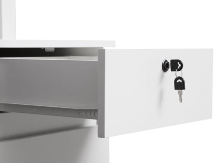 Computer Desk With Hutch & Bookshelf, Wood Executive Desk Teens Student Desk Writing Laptop Home Office Desk With Drawers, 3 Ac Outlets And 2 USB Charging Ports, Study Laptop Table For Home - White