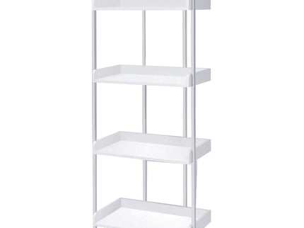 4 Shelf Open Back Bookcase With Accents - White