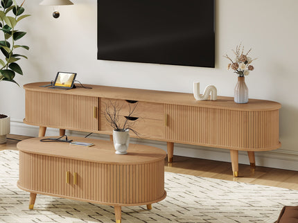 TV Stand & Coffee Table Set With Charging Station