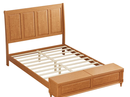 Sleigh Bed Frame With Tall Headboard And Storage Bench