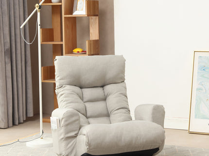 Modern With Metal Frame Swivel Game Lounge Chair With Adjustable Headrest And Waist Support, 360 Degree Rotatable Leisure Chair For Living Room - Gray