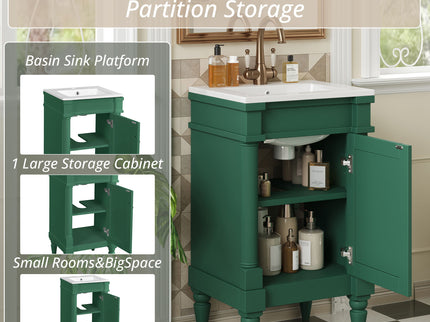 Bathroom Vanity With Sink, Storage Cabinet With Door, Drop In Sink, Compact Freestanding Design