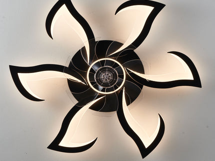 Flower Ceiling Fan With LED Dimmable Light, Flush Mount Ceiling Fan With Remote Control, Low Profile Design, 6 Speeds, Timing Function