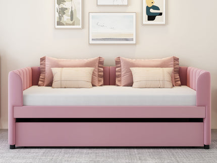 Upholstered Daybed With Ergonomic Design Backrest
