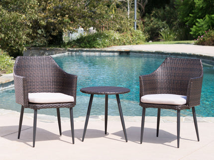 Kenneth - 3 Pieces Chat Set Outdoor Furniture - Brown Multi