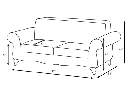 Brookridge - Rolled Arm Sofa With Ornate Details And Mixed Upholstery - Brown