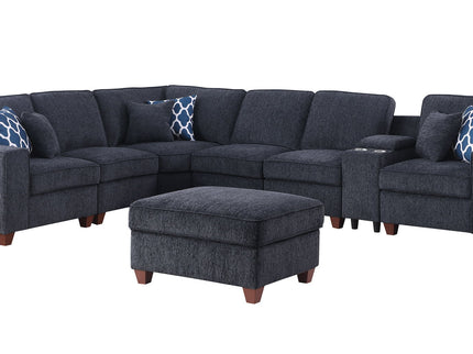 Gina - Sectional Sofa With Ottoman - Black