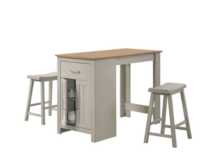Alonzo - Small Space Counter Height Dining Table With Cabinet, Drawer, And 2 Ergonomic Counter Stools (Set of 3)