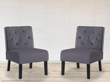 Reese - Living Room Armless Button Tufted Pattern Accent Chair (Set of 2)