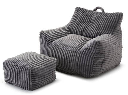Giant Bean Bag Chair With Armrests And Footstool