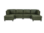 Dark Green / 3 Pc. U-Shape Sectional Sofa, 2 Ottomans