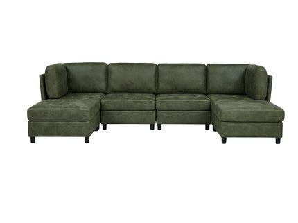 Modular Sectional Sofa With Custom Configuration And Removable Cushions - Olive