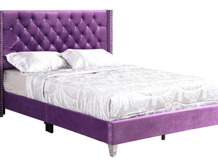 Upholstered Nailhead Trim Chic Bed