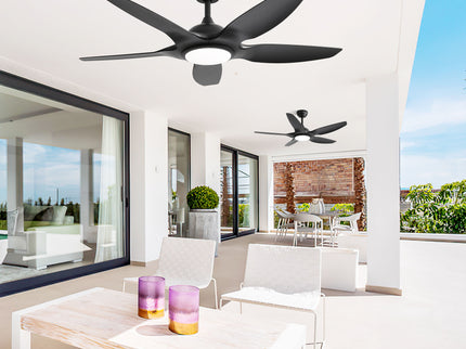 Ceiling Fan With Dimmable LED Light And Remote Control, 5 Blades DC Motor - Black