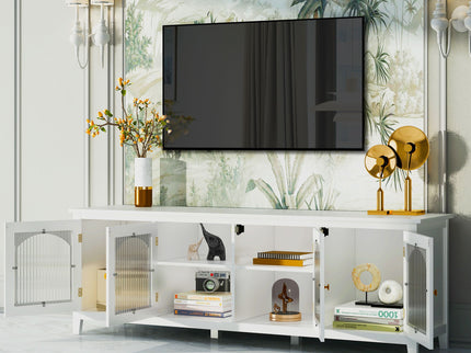 StylishTVcabinet Entertainment CenterTV Stand, TVconsoletable, Media Console, Solidwood Frame, Changhong Glass Door, Metal Handle