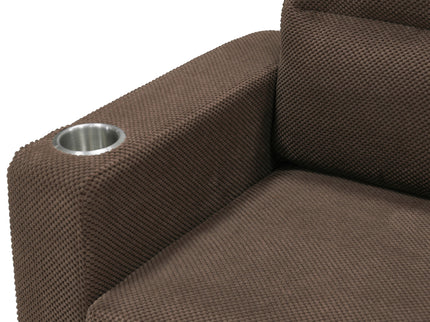 Convertible L - Shaped Sectional Sofa Bed With Storage Chaise, Cup Holders