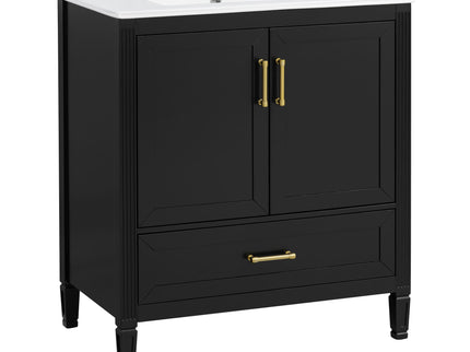 Elegant Fluted Bathroom Vanity With Sink, Soft Close Doors & Drawer