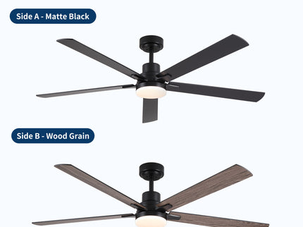 Ceiling Fan With Lights And Remot With Quiet DC Motor, 6 Speeds, Reversible Blades - Black