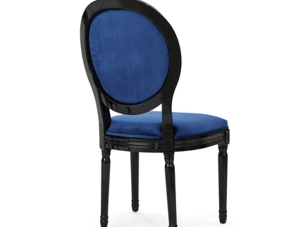 French Country Inspired Dining Chair With Iconic Round Backrest - Navy Blue