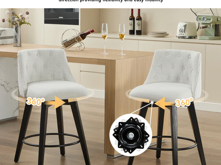 Swivel Bar Stools & Button Tufted Back (Set of 2)