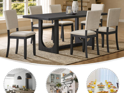 Dining Table Set, Rectangular Kitchen Table With Upholstered Chairs