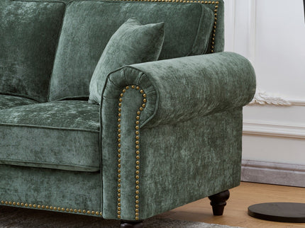 Modern 3 And 2 Seater Sofa With Rolled Arms, Tufted Upholstered Couch
