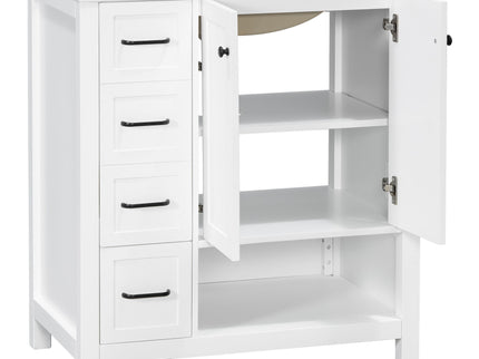 Bathroom Vanity With Sink Top, Bathroom Vanity Cabinet With 2 Doors And 2 Drawers, Open Shelf
