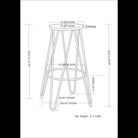 Simeon - Multifunctional Metal Stool With Wood Seat